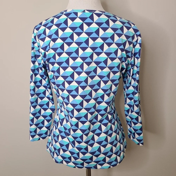 J. McLaughlin Catalina Blue Print Signature Tee S - Picture 4 of 7